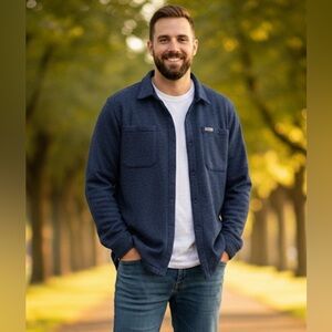 Columbia Sportswear Deep Blue Fleece Button Up Shirt Jacket Size XXL